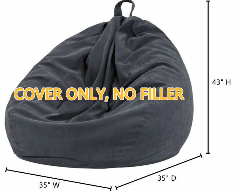 Nobildonna 3 ft Bean Bag Chair Cover (No Filler) for Adults and Kids  300L Extra Large Stuffed Animal Storage Bean Bag Washable Soft Premium Corduroy Stuffable Bean Bag Cover - Image 4